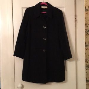 Classic black wool winter dress coat